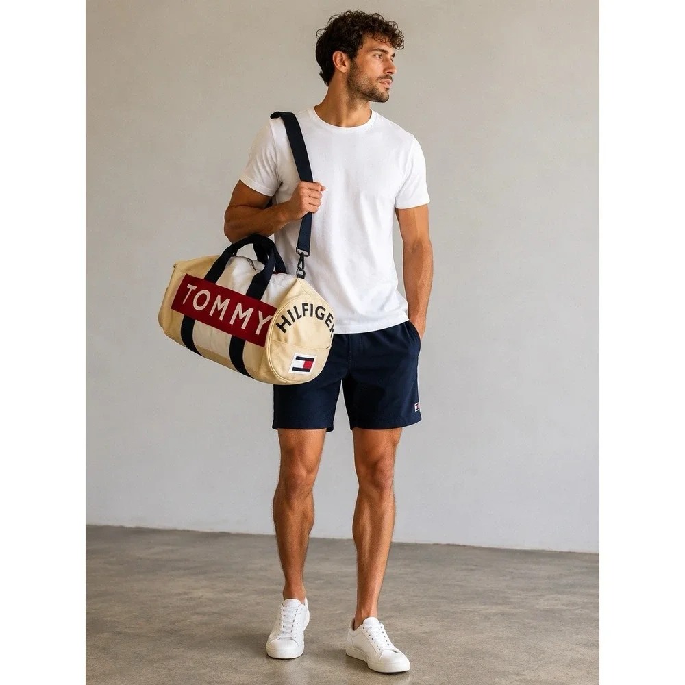 VTG Y2K Tommy Hilfiger Duffel Bag NWT Deadstock Canvas Weekender Gym Travel Bag